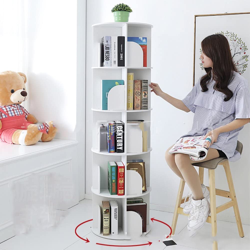 2-5 Tier 360° Rotating Stackable Shelves Bookshelf Organizer