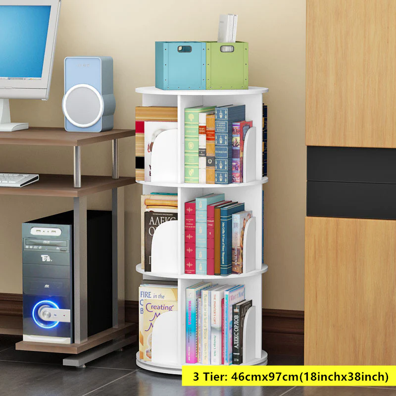 2-5 Tier 360° Rotating Stackable Shelves Bookshelf Organizer - Image 3