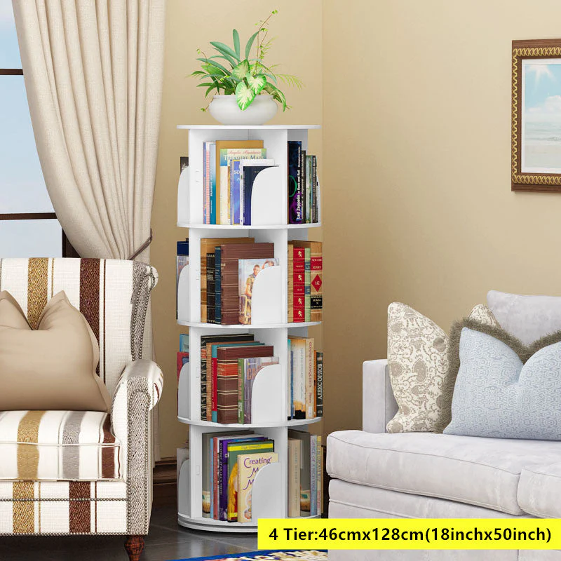 2-5 Tier 360° Rotating Stackable Shelves Bookshelf Organizer - Image 4