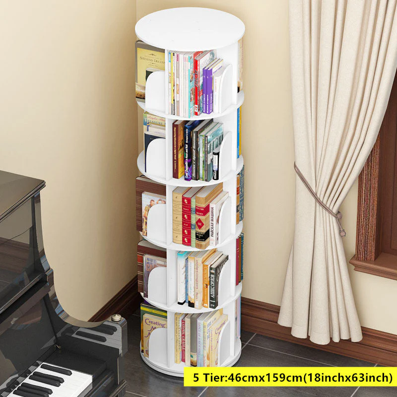 2-5 Tier 360° Rotating Stackable Shelves Bookshelf Organizer - Image 5