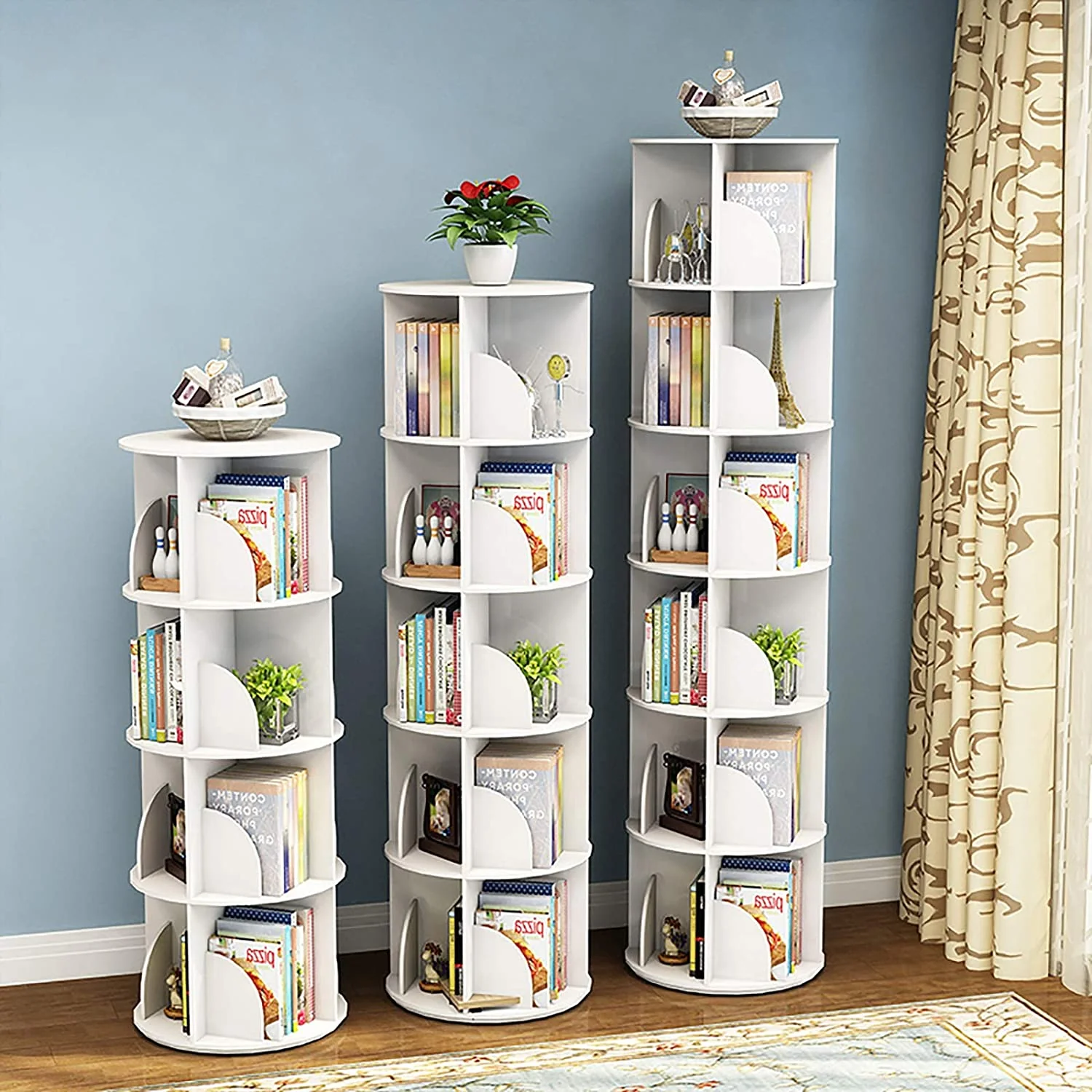 2-5 Tier 360° Rotating Stackable Shelves Bookshelf Organizer - Image 8
