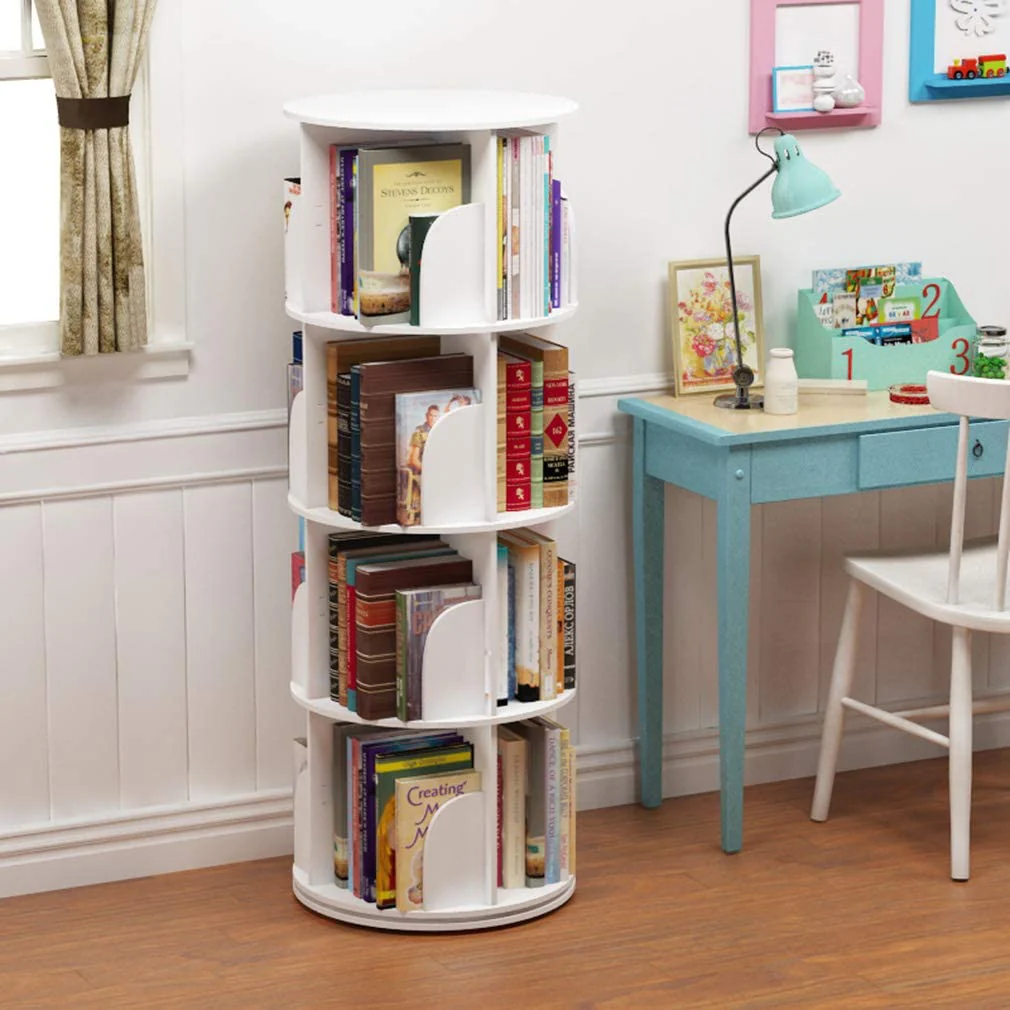 2-5 Tier 360° Rotating Stackable Shelves Bookshelf Organizer - Image 9