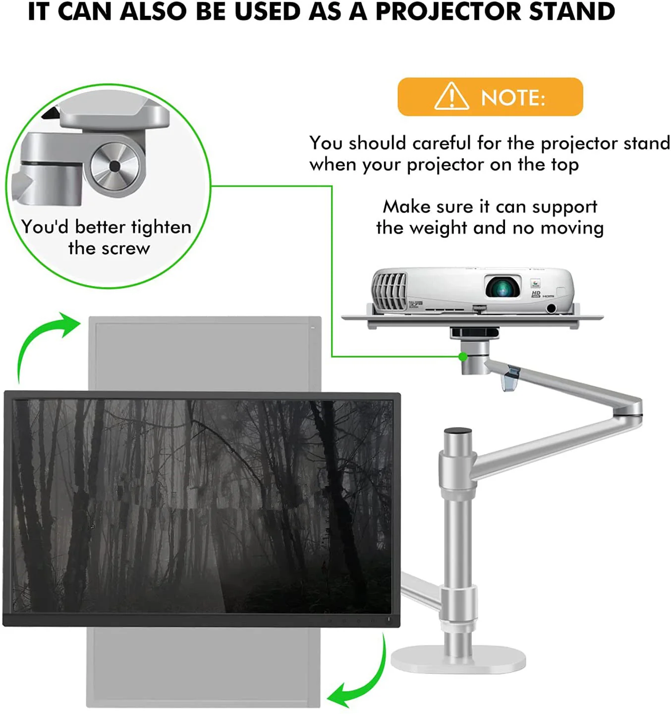2-in-1 Adjustable Dual Arm Monitor and Laptop Mount - Image 4