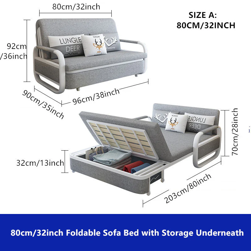 2-in-1 Design Convertible Single Sofa Bed with Storage Underneath