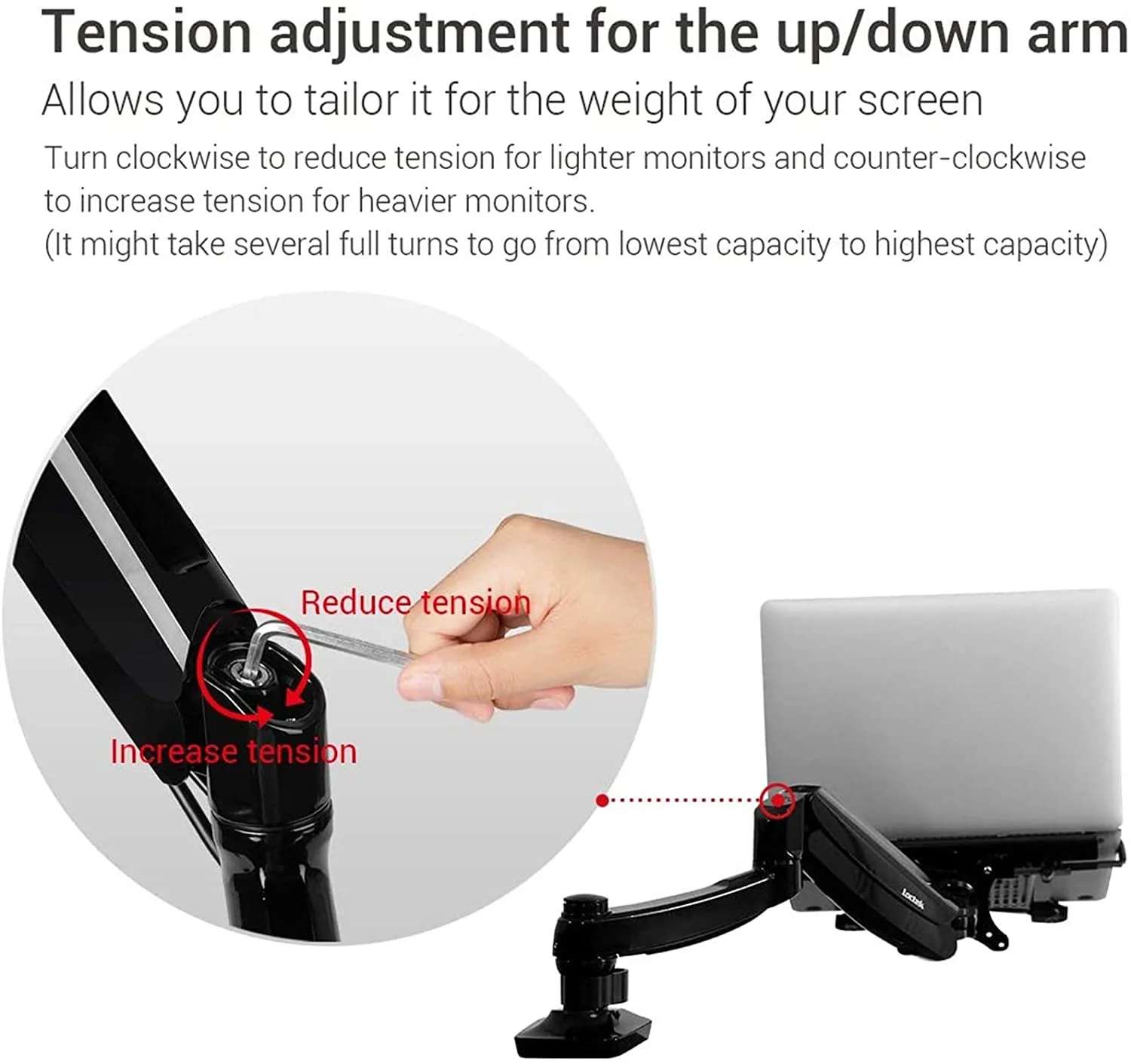 2 in 1 Laptop and Monitor Desk Mount with Swivel Gas Spring arm - Image 3