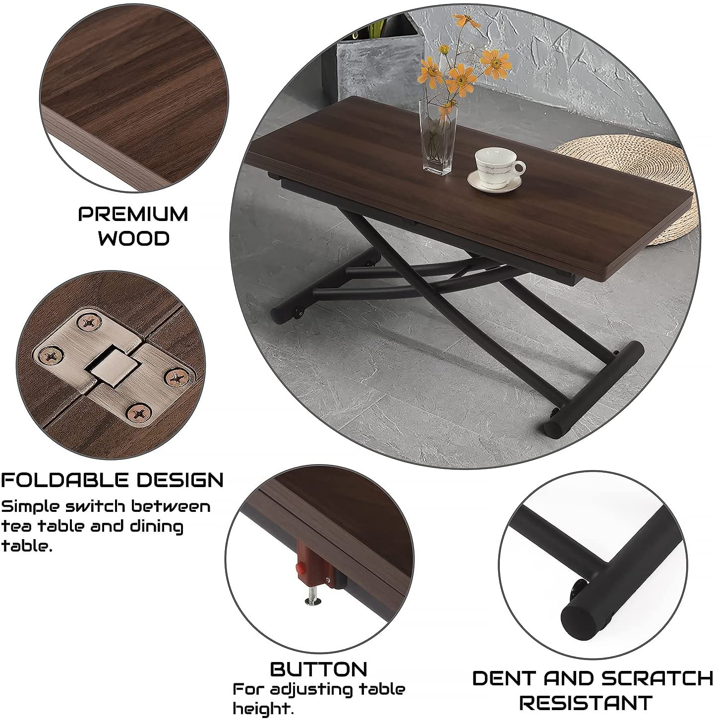 2-In-1 Multifunctional Coffee Table and Dining Table - Image 4