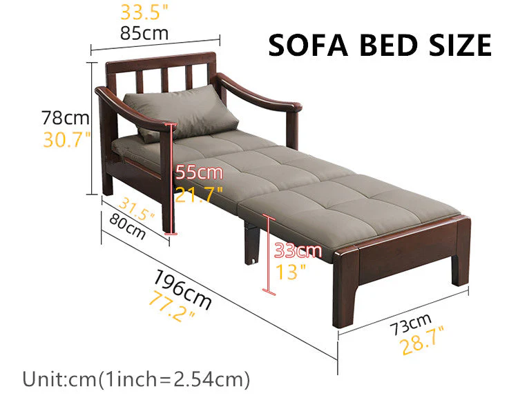 2-In-1 Solid Wood Love Seat Sleeper Sofa Bed - Image 7