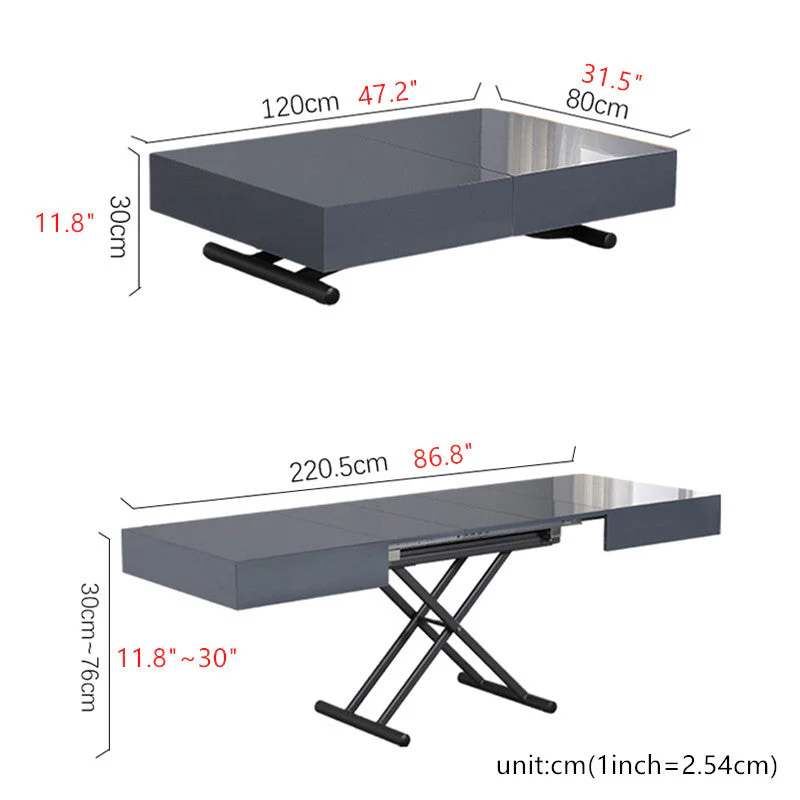 2-in-1 Transformable Dining Table & Coffee Table with Up and Down Mechanism - Image 12