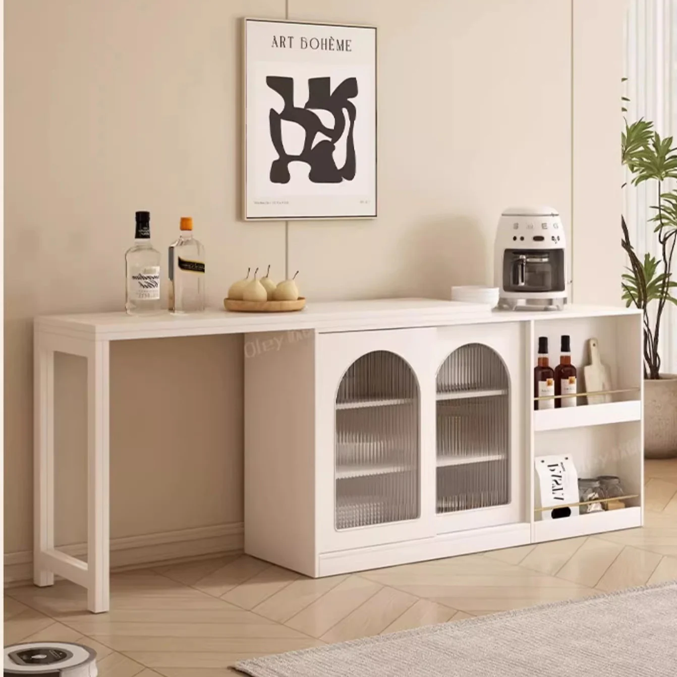 Folding and Expandable Multifunction Dining Table with Hidden Storage Design Cabinet - Image 10