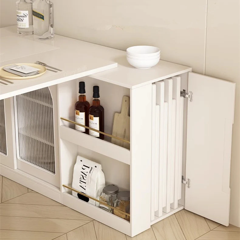 Folding and Expandable Multifunction Dining Table with Hidden Storage Design Cabinet - Image 14
