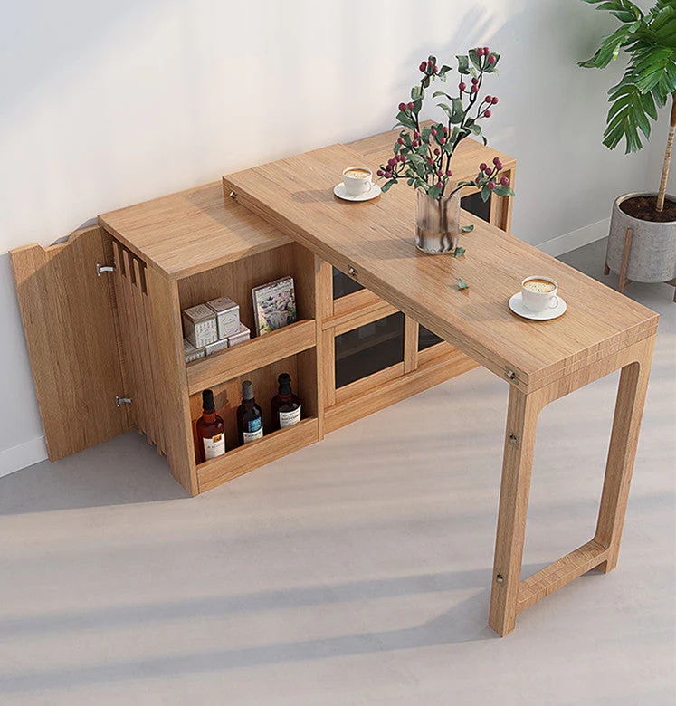 Folding and Expandable Multifunction Dining Table with Hidden Storage Design Cabinet - Image 4
