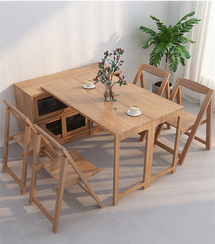 Folding and Expandable Multifunction Dining Table with Hidden Storage Design Cabinet - Image 5