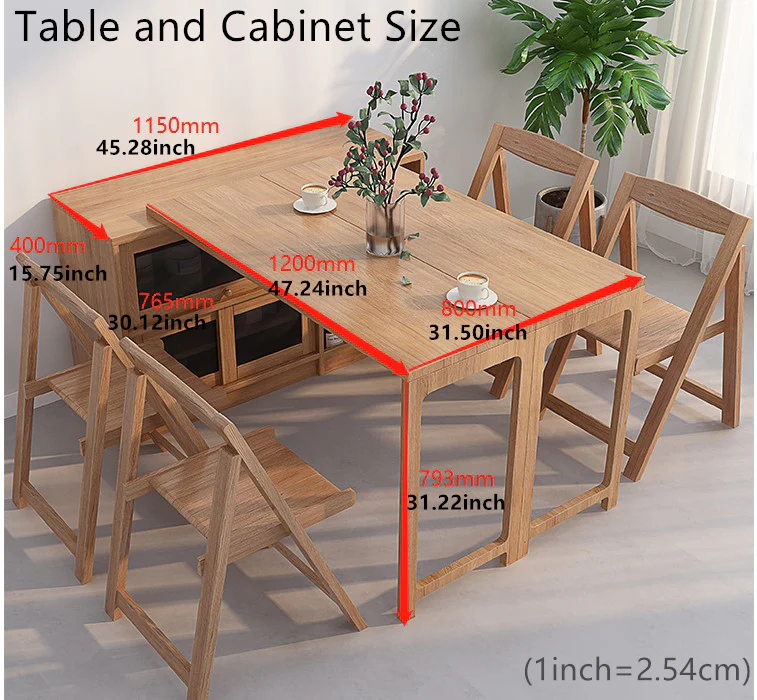 Folding and Expandable Multifunction Dining Table with Hidden Storage Design Cabinet - Image 7