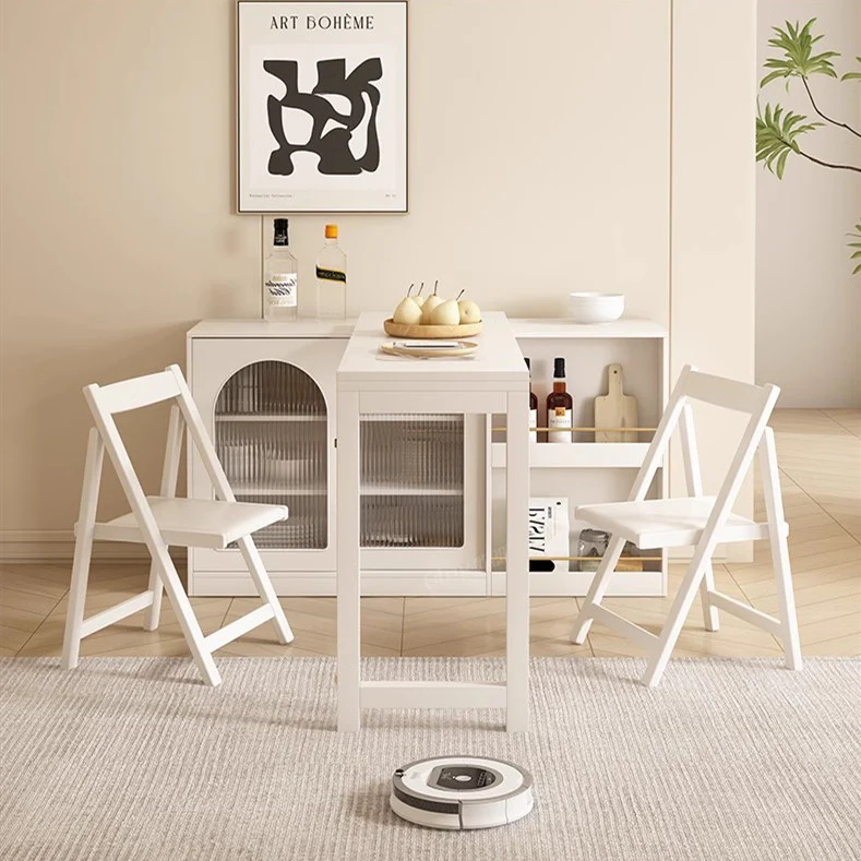 Folding and Expandable Multifunction Dining Table with Hidden Storage Design Cabinet - Image 9