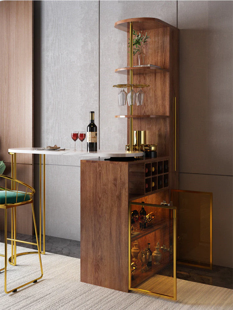 2021 New Design Modern Light Luxury Rotating Wine Bar Table with Cabinet - Image 5