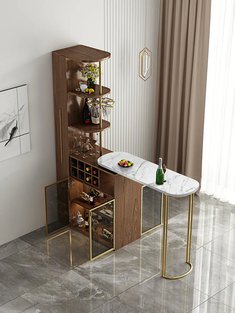 2021 New Design Modern Light Luxury Rotating Wine Bar Table with Cabinet - Image 7