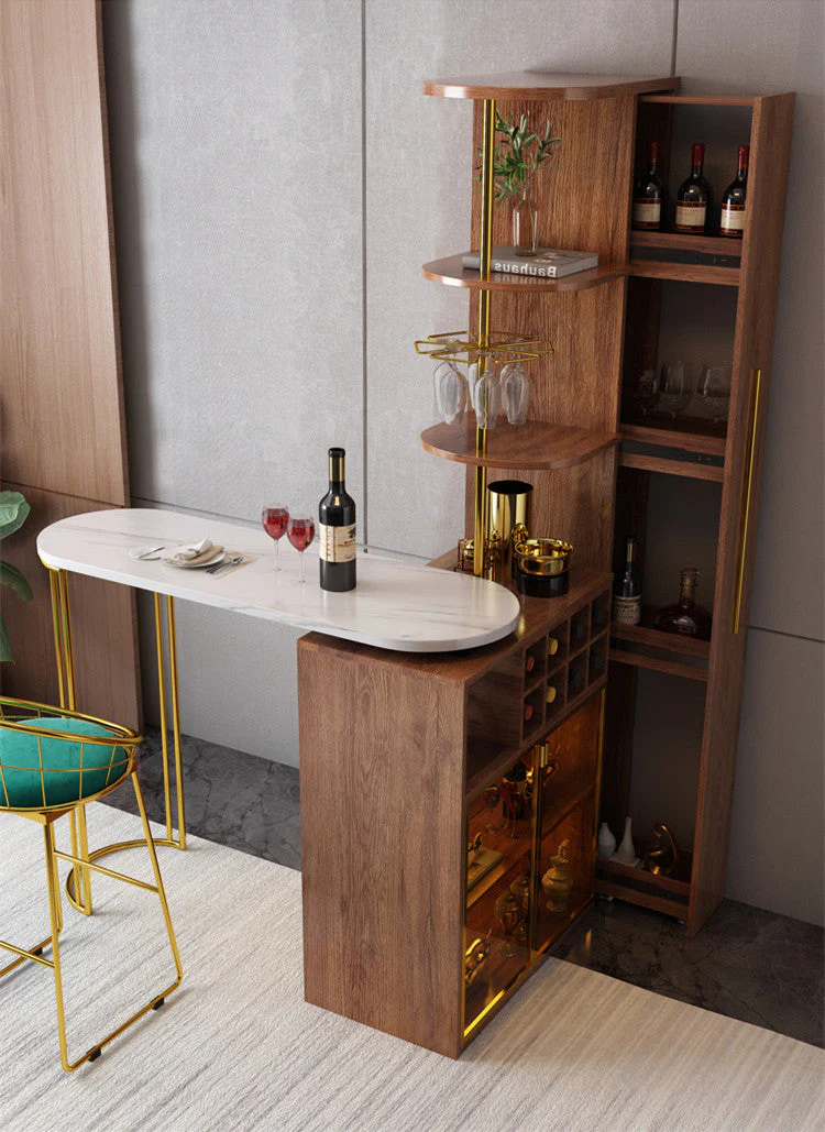 2021 New Design Modern Light Luxury Rotating Wine Bar Table with Cabinet - Image 8