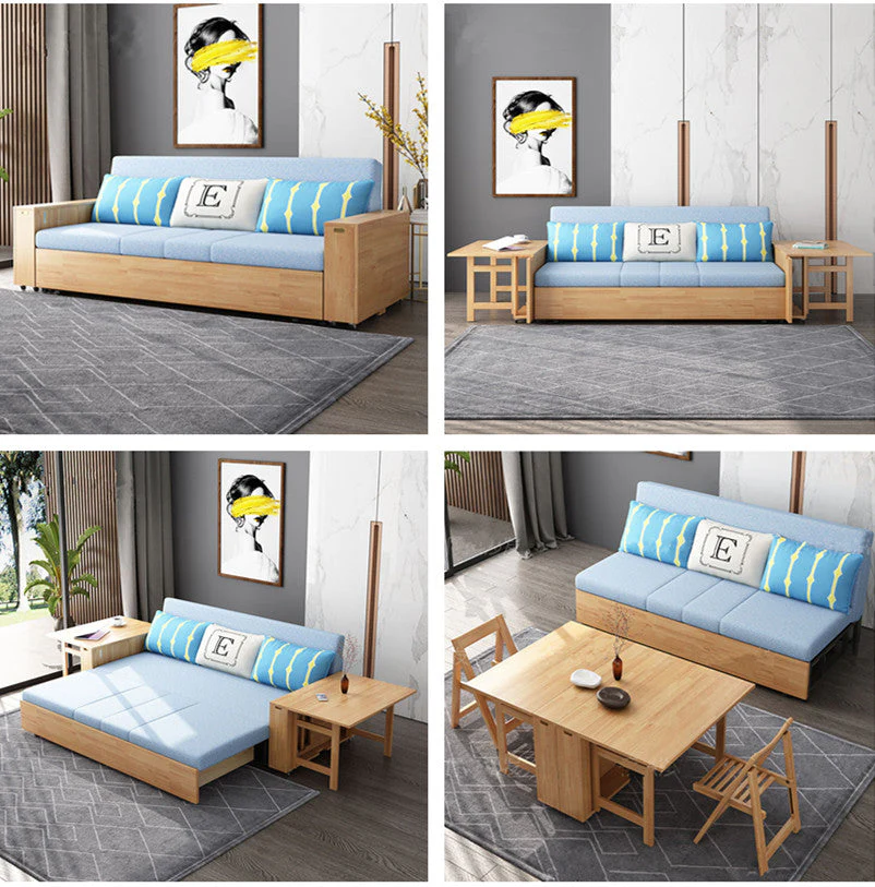 Multifunction Sofa Bed with Folding Armrest Table - Image 10
