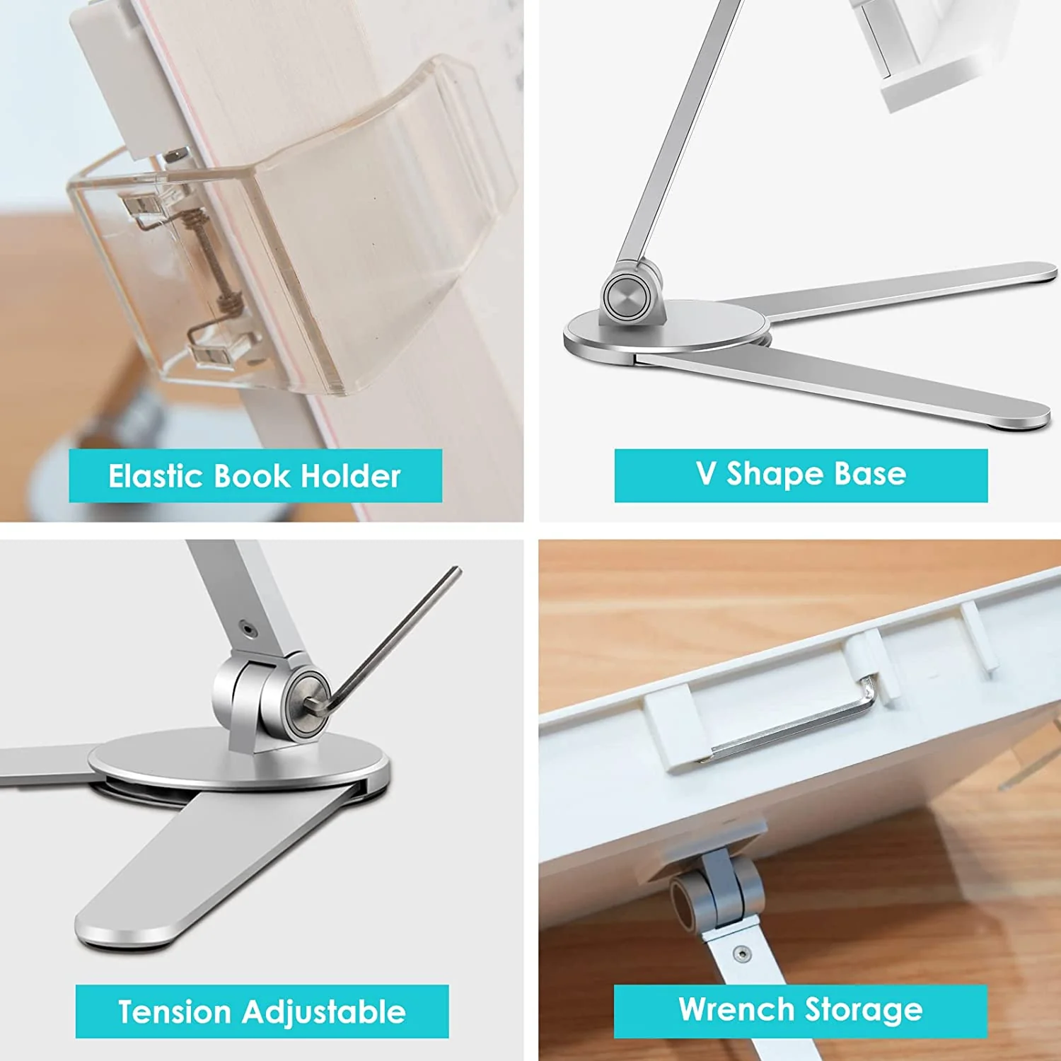2022 New Arrival Aluminum Alloy Adjustable Height & Angle Book Stand - Image 4