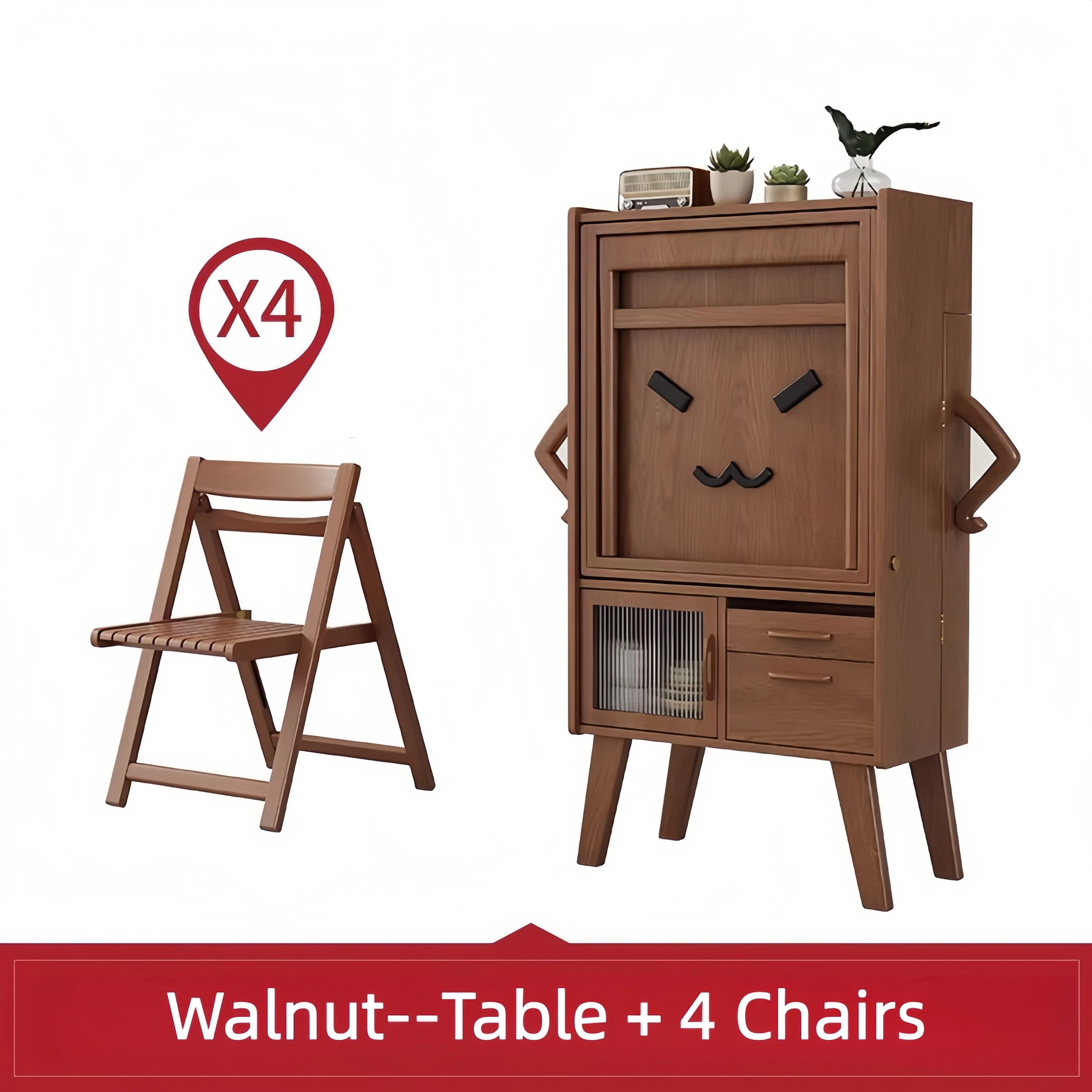 Space Saving Sideboard Table With Folding Chairs - Image 12