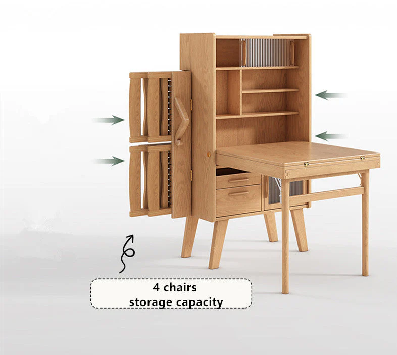 Space Saving Sideboard Table With Folding Chairs - Image 6