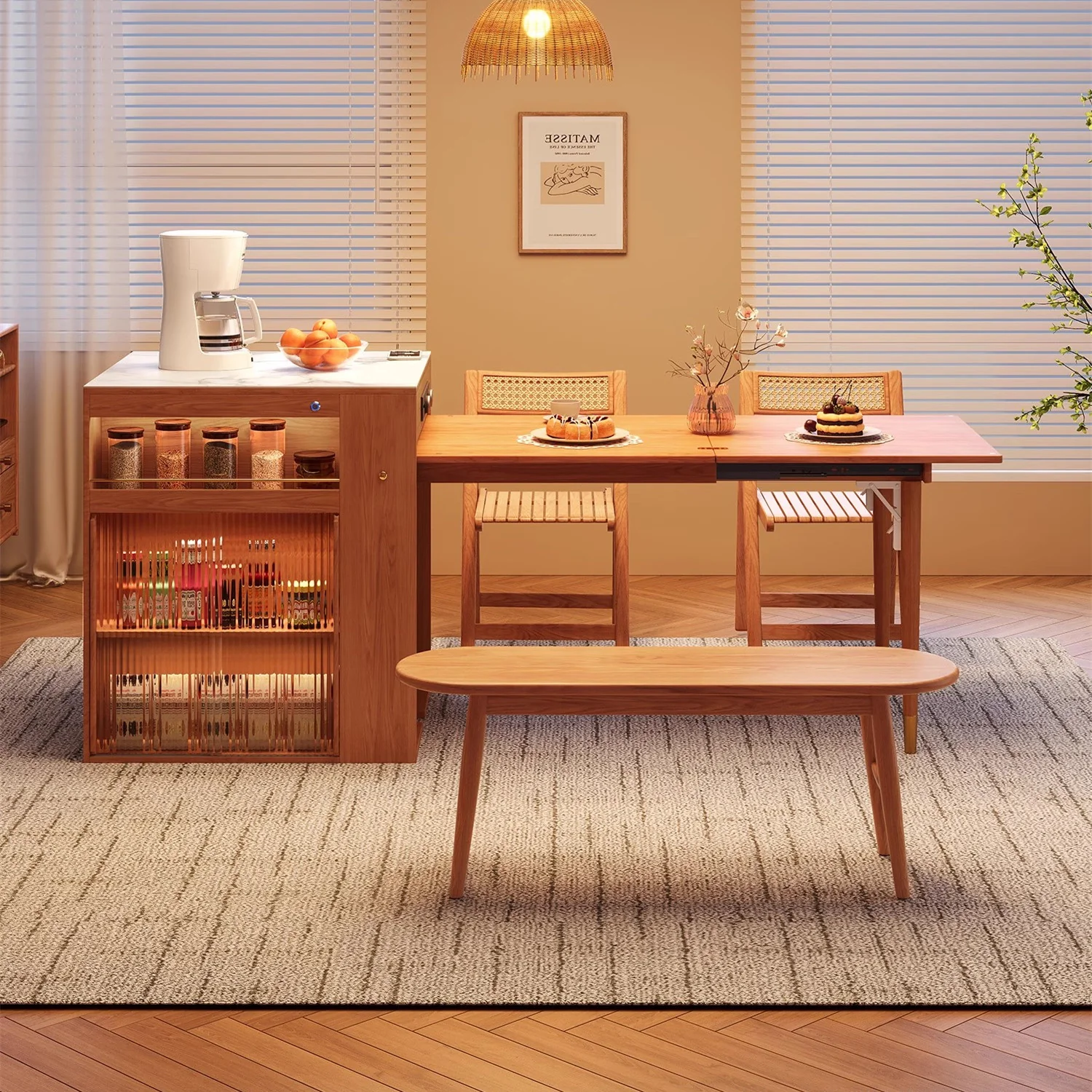 Space Saving Solid Wood Kitchen Island Dining Table - Image 6