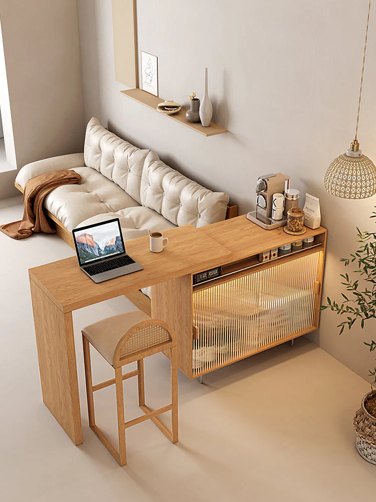 L Bar Table With Both Side Storage Buffet Sideboard Cabinet - Image 3