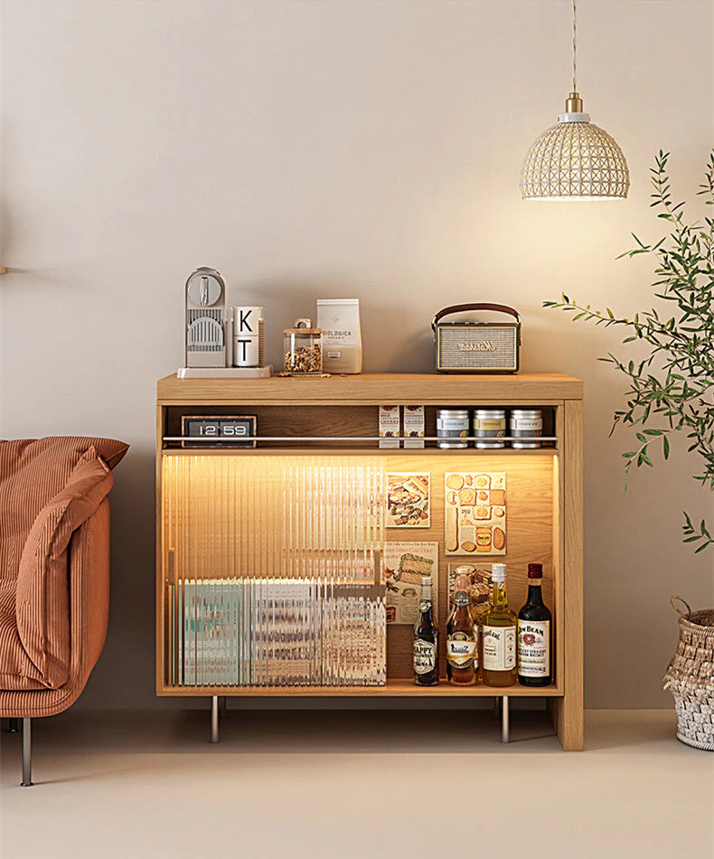 L Bar Table With Both Side Storage Buffet Sideboard Cabinet - Image 5