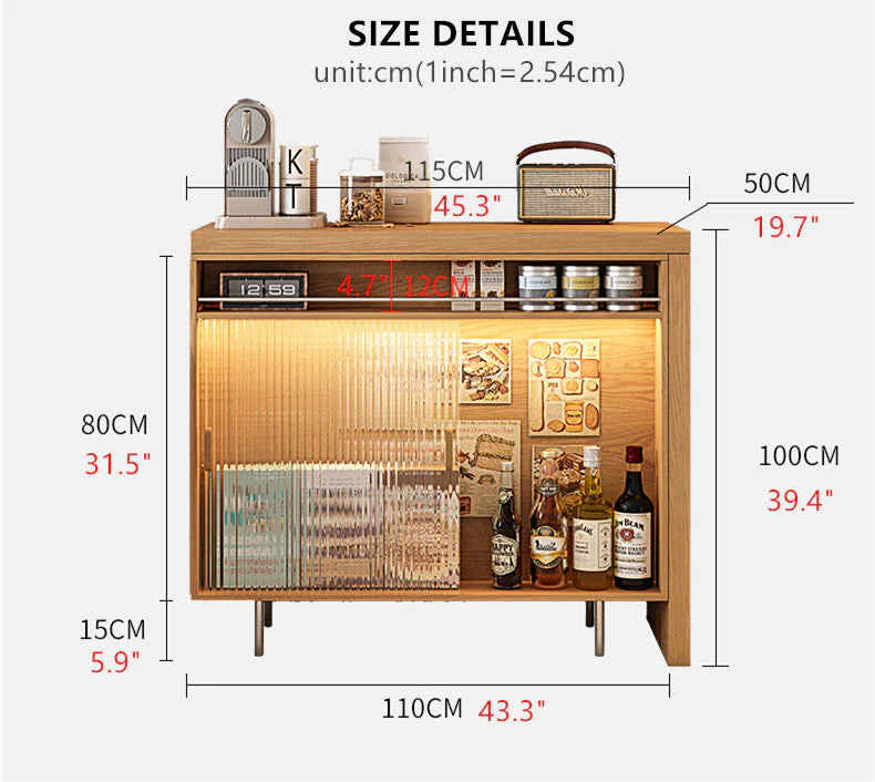 L Bar Table With Both Side Storage Buffet Sideboard Cabinet - Image 7