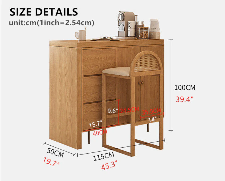 L Bar Table With Both Side Storage Buffet Sideboard Cabinet - Image 8