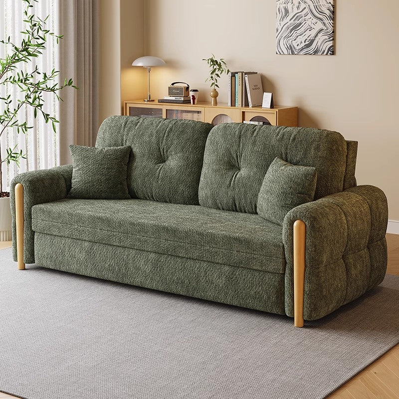 3-In-1 Chenille Fabric Sofa Bed with Electric Lifting Coffee Table - Image 2