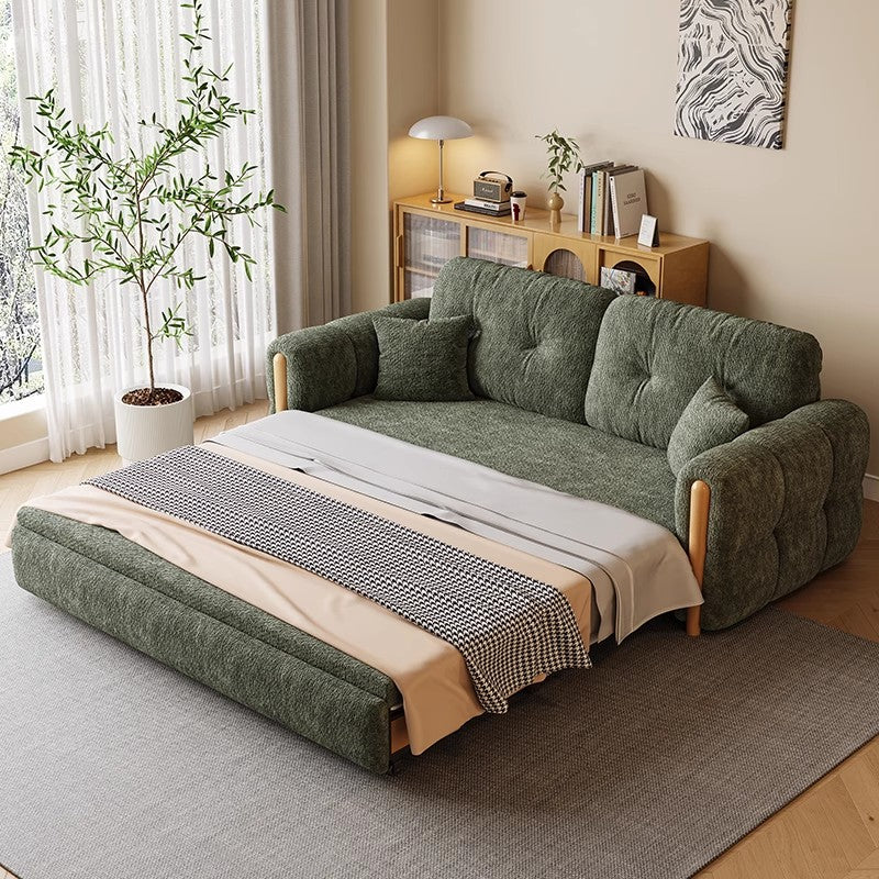 3-In-1 Chenille Fabric Sofa Bed with Electric Lifting Coffee Table - Image 5