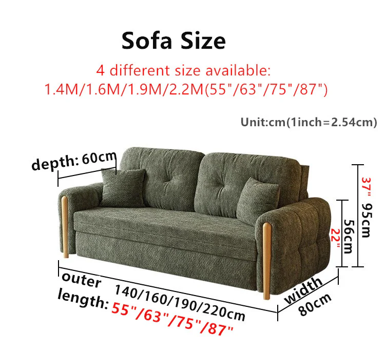 3-In-1 Chenille Fabric Sofa Bed with Electric Lifting Coffee Table - Image 6