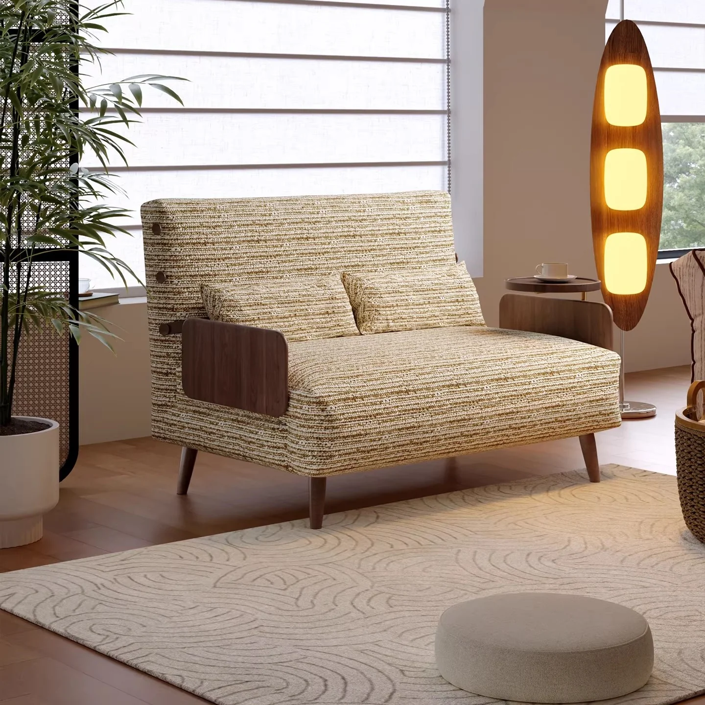3-In-1 Chenille Fabric Convertible Sleeper Sofa Bed - Image 12