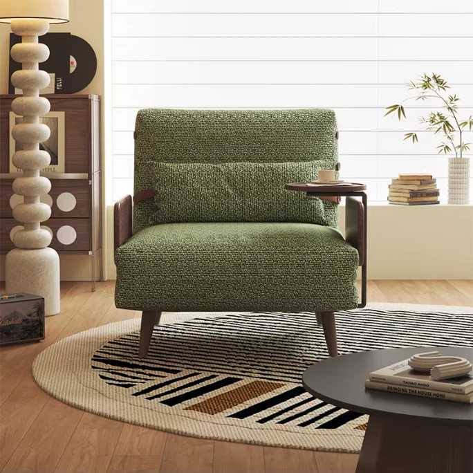 3-In-1 Chenille Fabric Convertible Sleeper Sofa Bed - Image 2