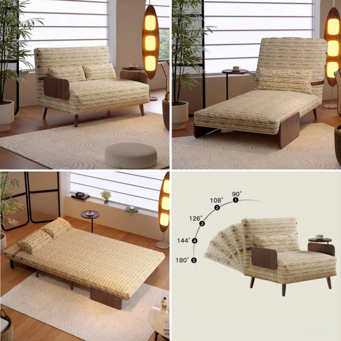 3-In-1 Chenille Fabric Convertible Sleeper Sofa Bed - Image 9