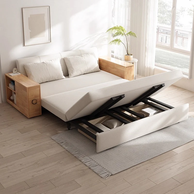 3-in-1 Convertible Sofa Bed with Hidden Desk Armrest and Underneath Storage - Image 5
