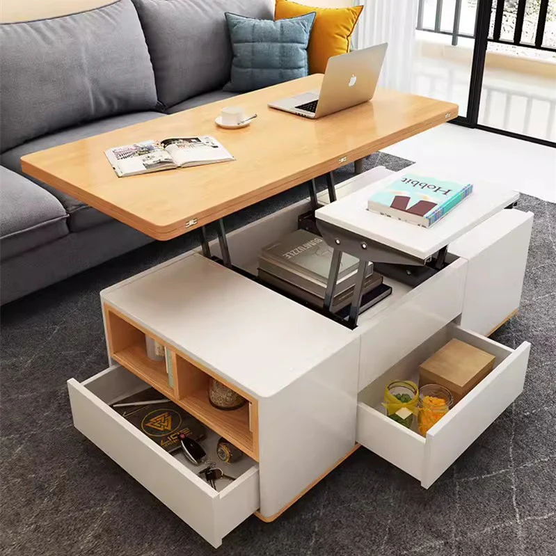 3-In-1 Folding Lift-top Multifunctional Coffee Table With Universal Wheels - Image 11