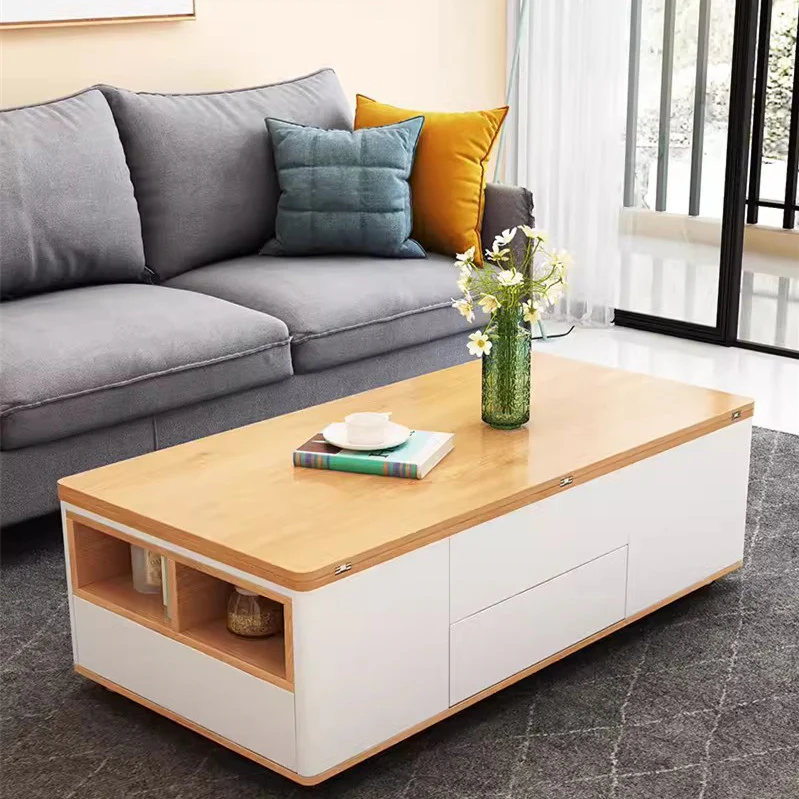 3-In-1 Folding Lift-top Multifunctional Coffee Table With Universal Wheels - Image 12