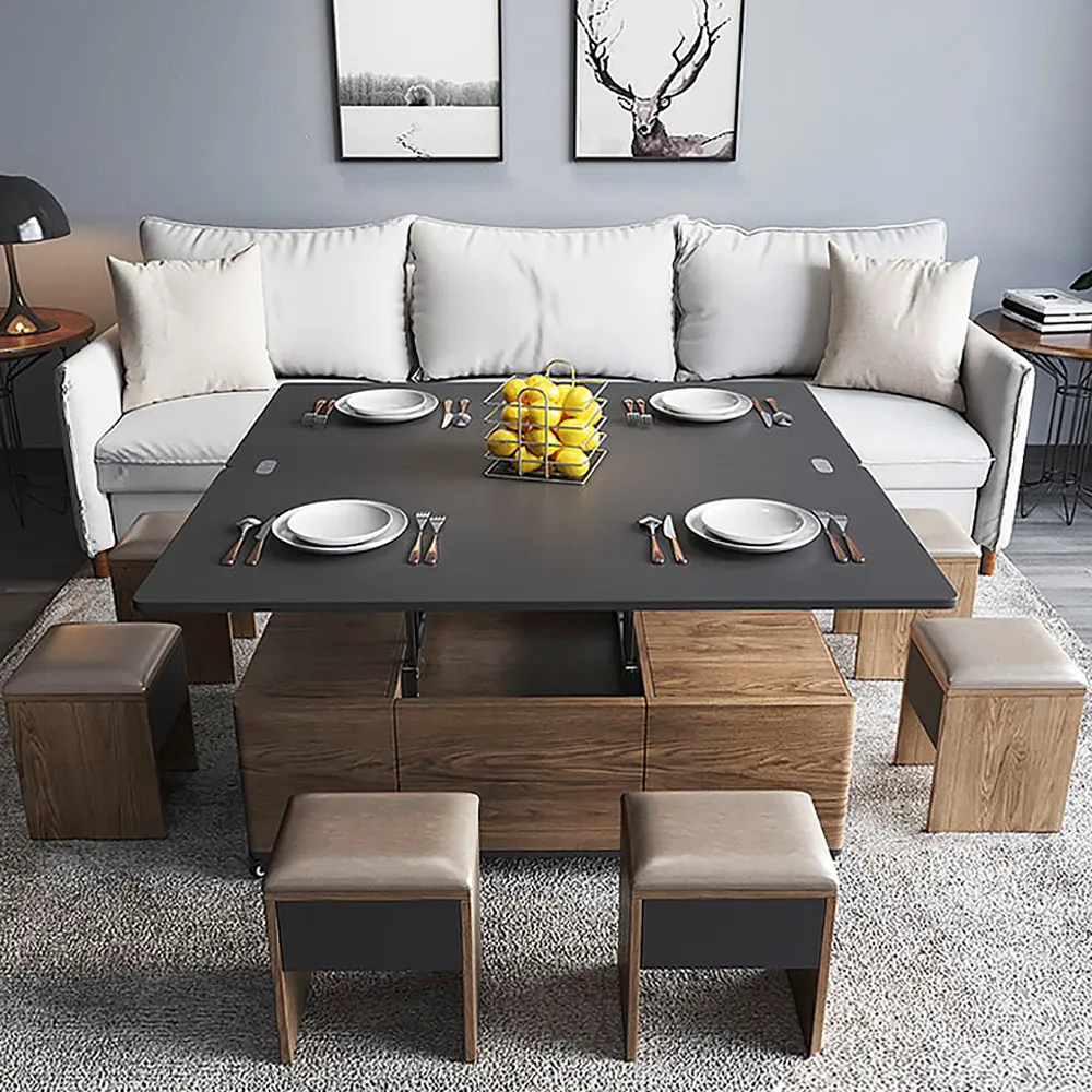 3-In-1 Folding Lift-top Multifunctional Coffee Table With Universal Wheels - Image 5