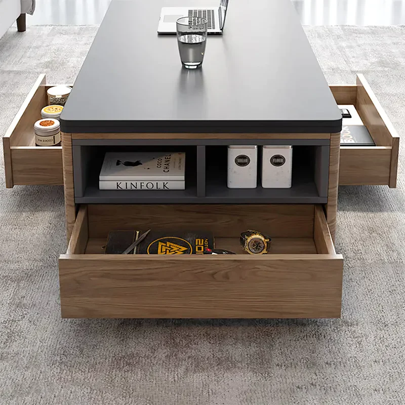 3-In-1 Folding Lift-top Multifunctional Coffee Table With Universal Wheels - Image 8