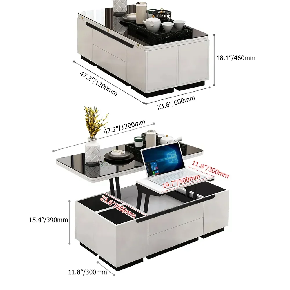 3-In-1 Multifunction Space Saving Design Lift Coffee Table - Image 7