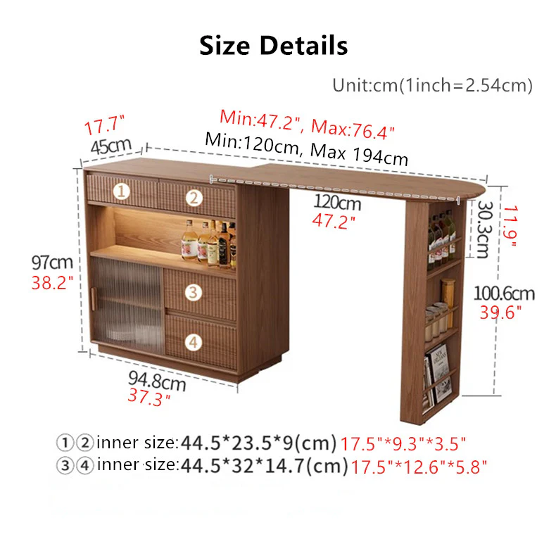360 Degree Rotating Bar Table With Cabinet and Stools - Image 9