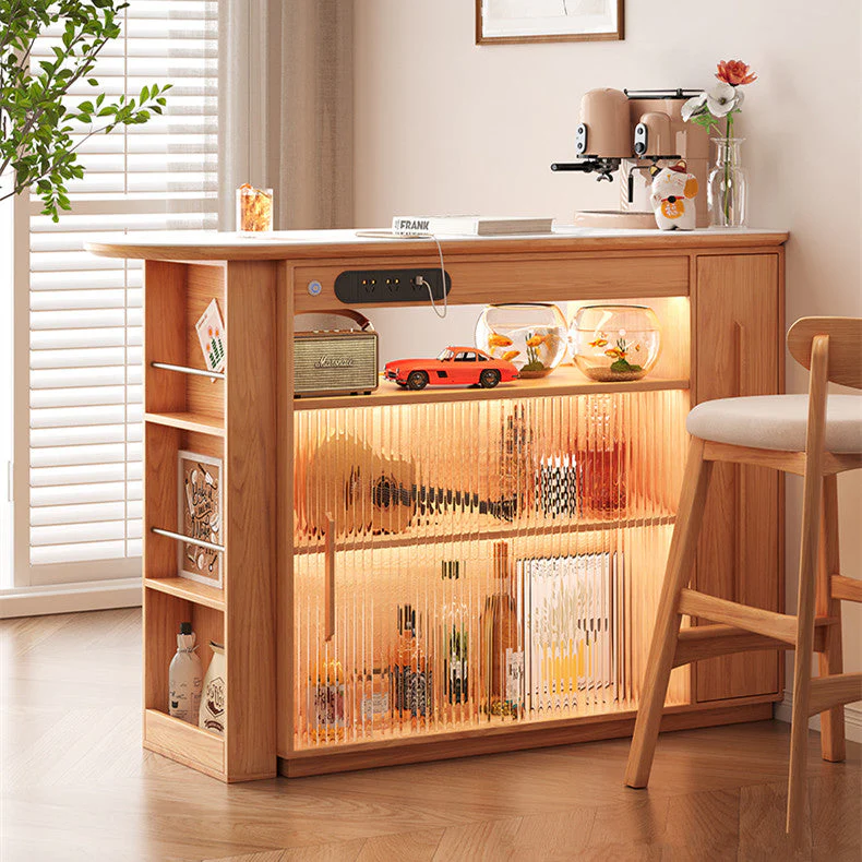 360 Degree Rotating Bar Table with Double Side Storage Cabinet - Image 3