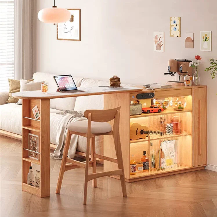 360 Degree Rotating Bar Table with Double Side Storage Cabinet - Image 4