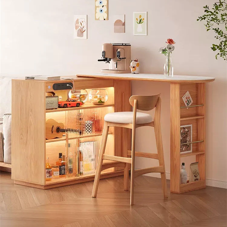 360 Degree Rotating Bar Table with Double Side Storage Cabinet - Image 5