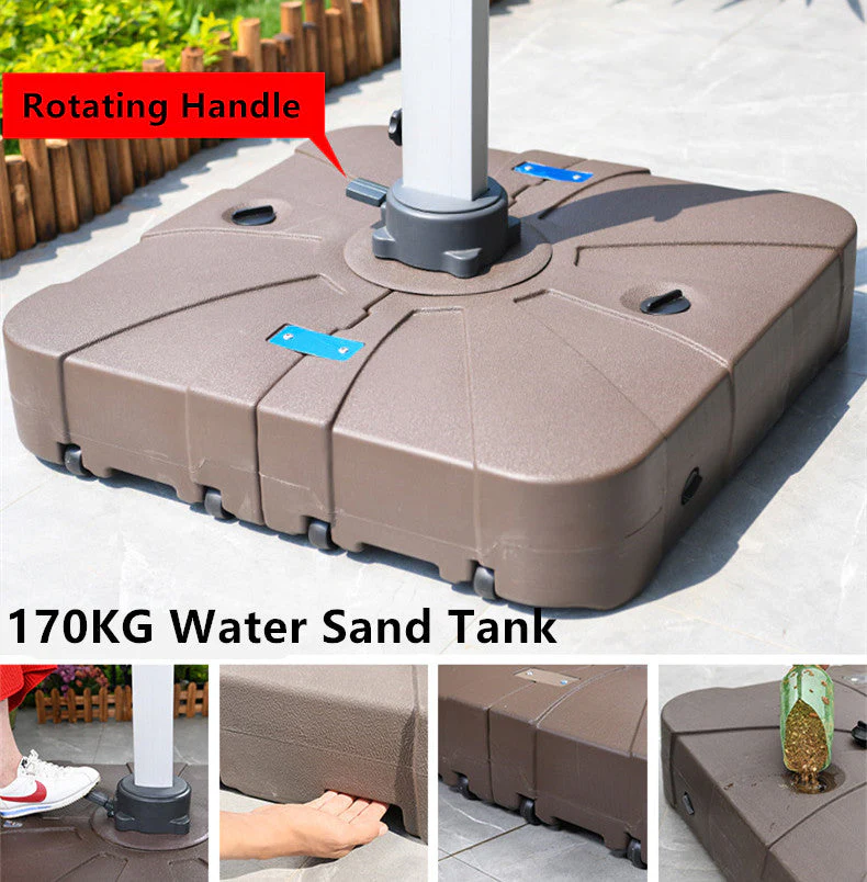 360 Degree Rotating Fully Aluminum Alloy Patio Umbrella with LED Light and Water Sand Tank Base - Image 10
