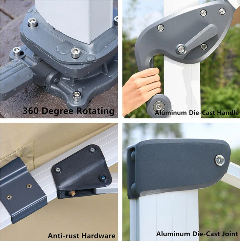 360 Degree Rotating Fully Aluminum Alloy Patio Umbrella with LED Light and Water Sand Tank Base - Image 12