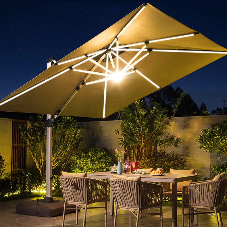 360 Degree Rotating Fully Aluminum Alloy Patio Umbrella with LED Light and Water Sand Tank Base - Image 3