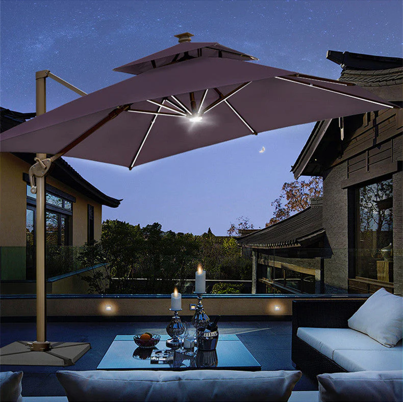 360 Degree Rotating Fully Aluminum Alloy Patio Umbrella with LED Light and Water Sand Tank Base - Image 5